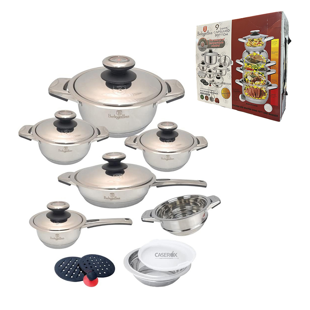 Bateria Acero Inoxidable 9 capas 16 piezas – Berlinger Haus