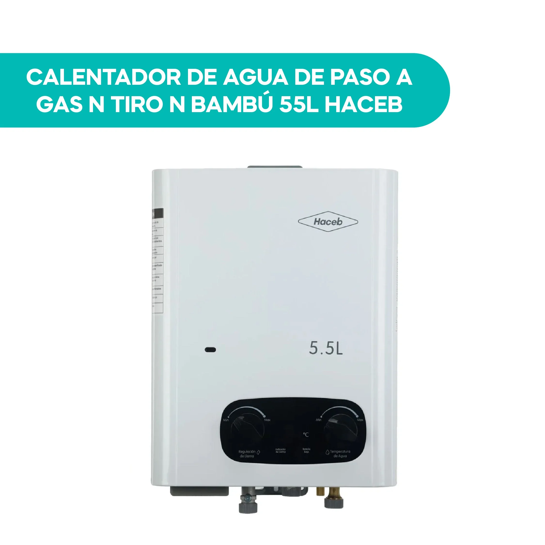 Calentador de agua de paso a gas natural tiro natural Bambú 5.5L blanco Haceb - Imagen 7