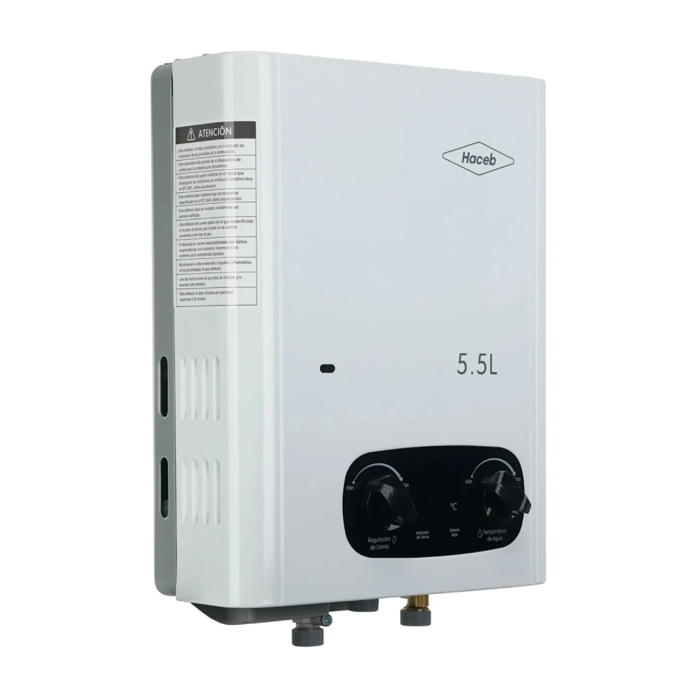 Calentador de agua de paso a gas natural tiro natural Bambú 5.5L blanco Haceb - Imagen 3